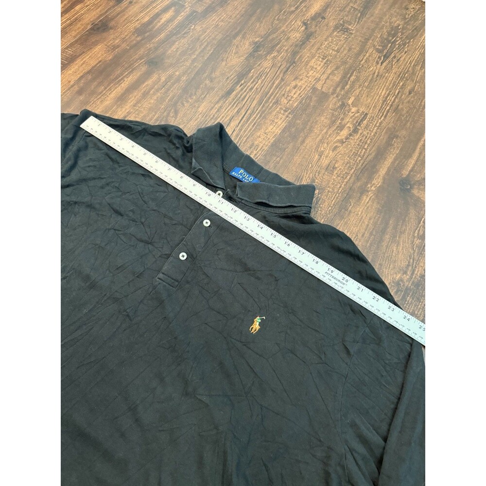 Ralph Lauren Polo Shirt Men 3XLT Black Long Tail Pima Knit Rugby Preppy - Picture 3 of 8